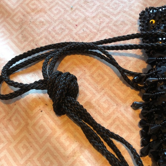 Fun little beaded and sequined black pouch with sling. New or like new - Picture 3 of 6